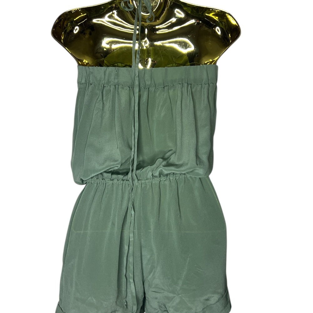 Olive Olivia womens silk green romper size S small Nwt resortvibes fairy - Picture 2 of 3